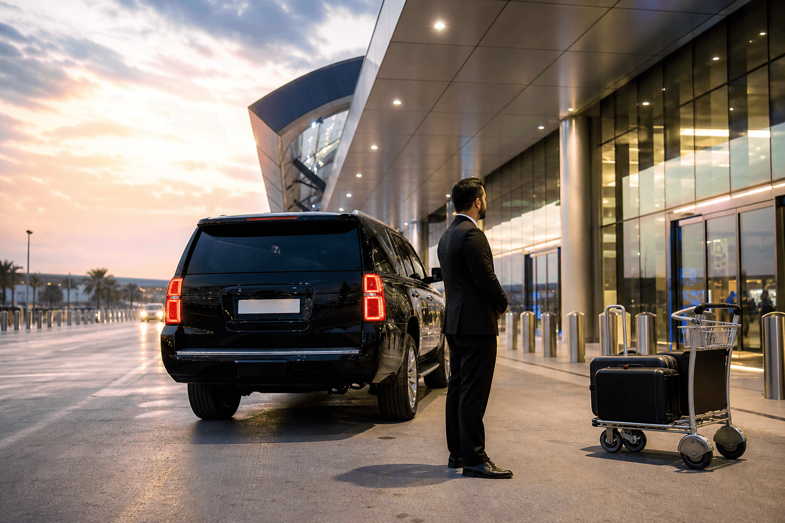 Dubai Airport arrivals curb for transfer onward to Abu Dhabi